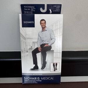 Sigvaris Midtown Microfiber Compression Stockings MS 30-40 MmHg Knee Tan/Khaki